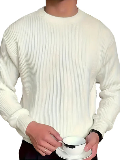 Pull à Col Rond en Maille Côtelée pour Homme