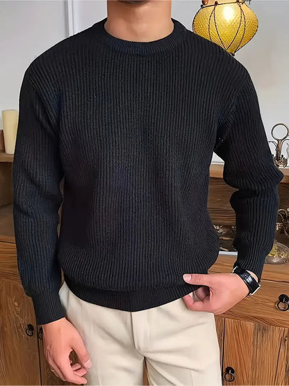 Pull à Col Rond en Maille Côtelée pour Homme