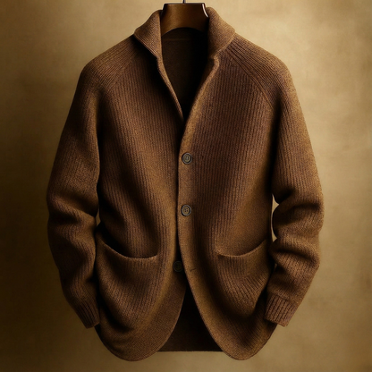 Cardigan à Col Châle en Grosse Maille pour Homme