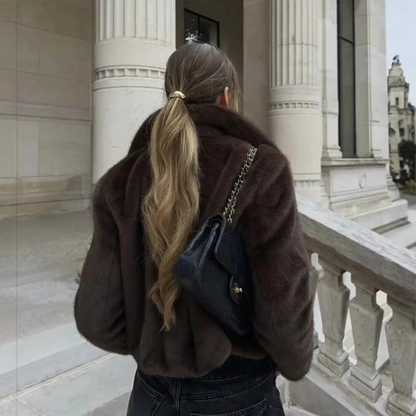 Veste d’Hiver en Fausse Fourrure Court pour Femme