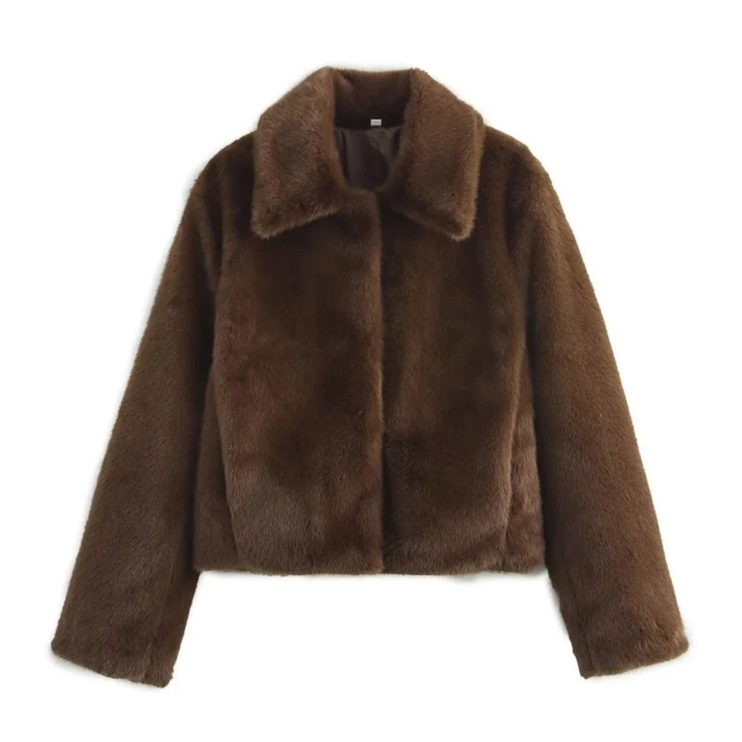 Veste d’Hiver en Fausse Fourrure Court pour Femme