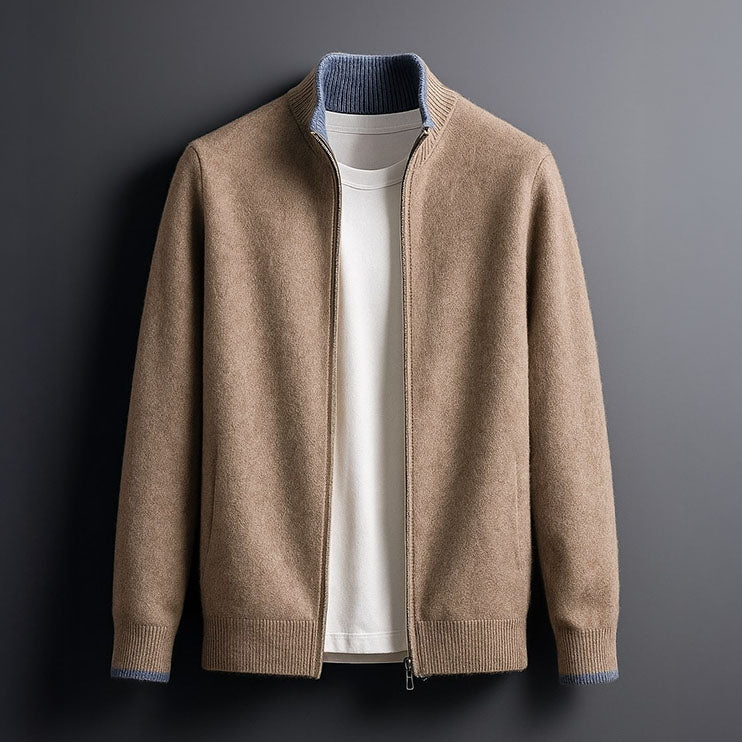 Cardigan Zippé à Col Montant pour Homme