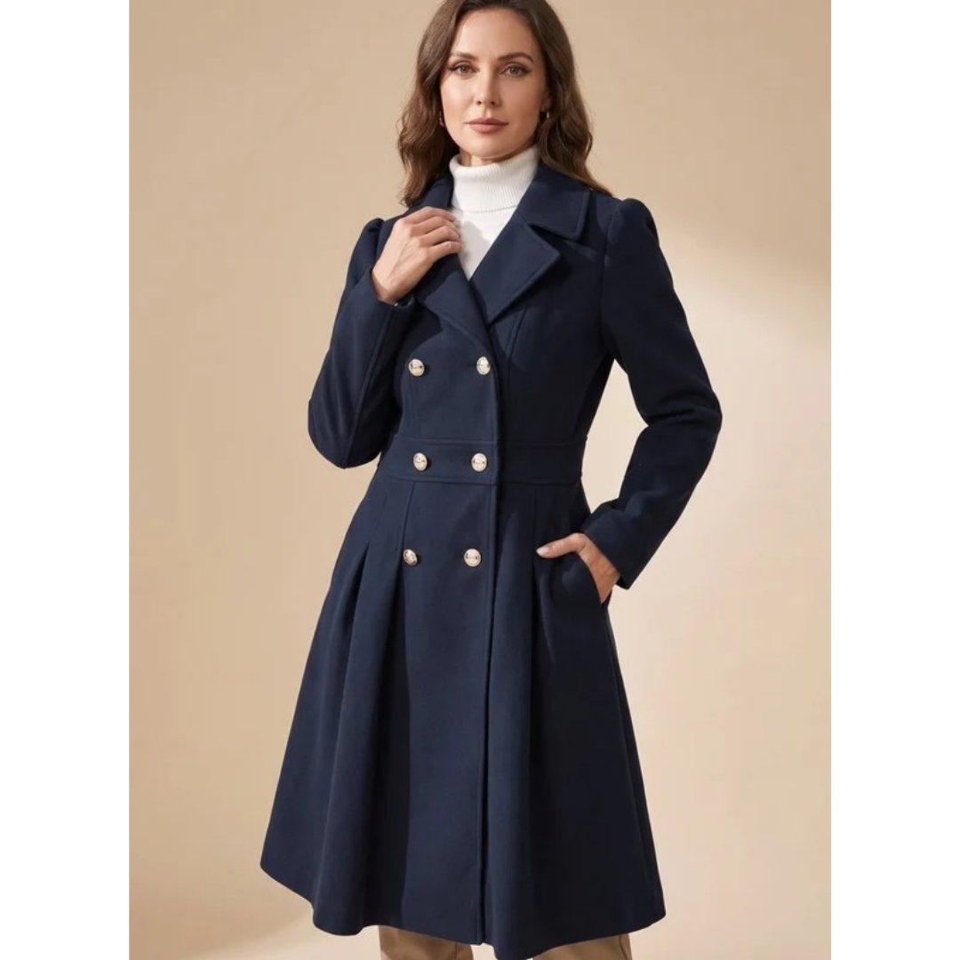 Veste d’Hiver à Col Cranté à Ceinture pour Femme