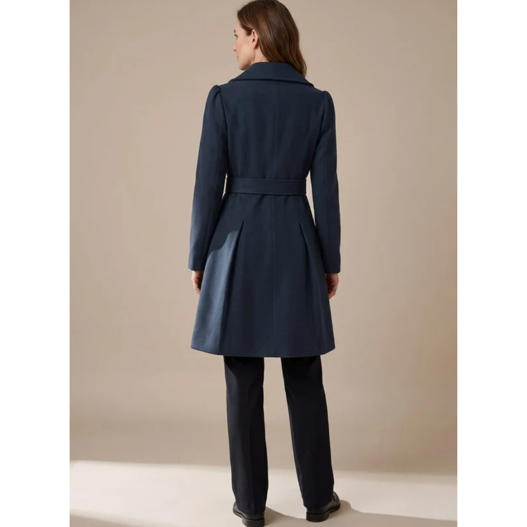 Veste d’Hiver à Col Cranté à Ceinture pour Femme