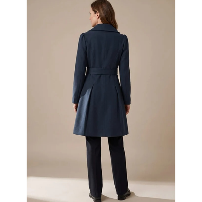Veste d’Hiver à Col Cranté à Ceinture pour Femme