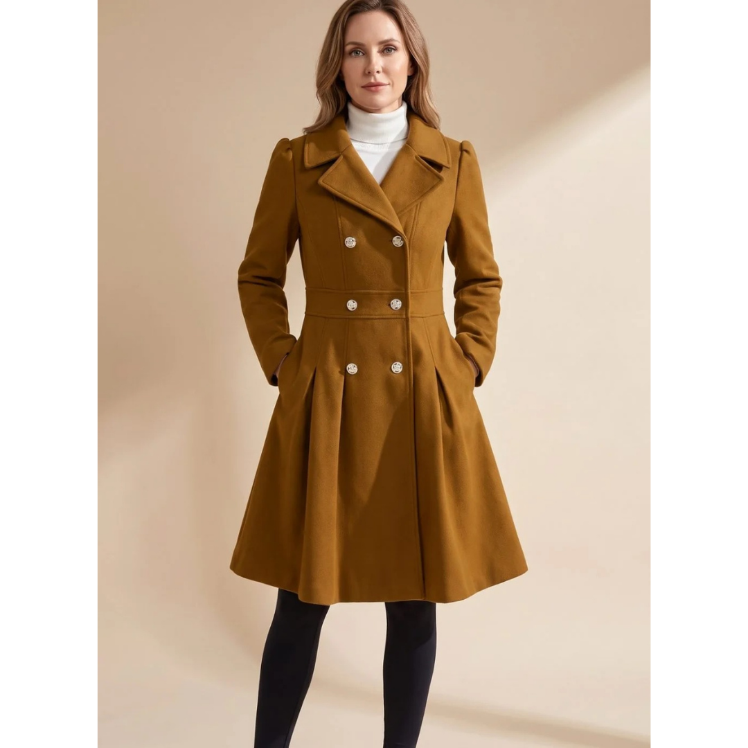 Veste d’Hiver à Col Cranté à Ceinture pour Femme