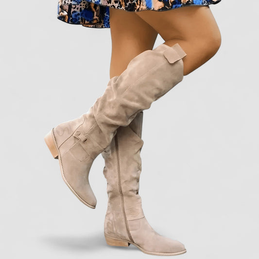 Bottes Souples en Daim à Bout Pointu pour Femme