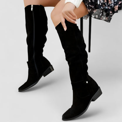 Bottes Souples en Daim à Bout Pointu pour Femme