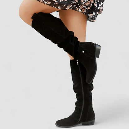 Bottes Souples en Daim à Bout Pointu pour Femme