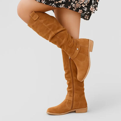 Bottes Souples en Daim à Bout Pointu pour Femme