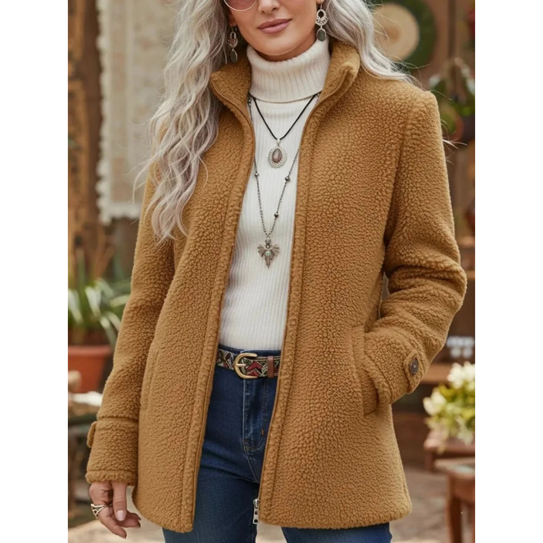 Veste d’Hiver en Polaire à Fermeture Éclair pour Femme
