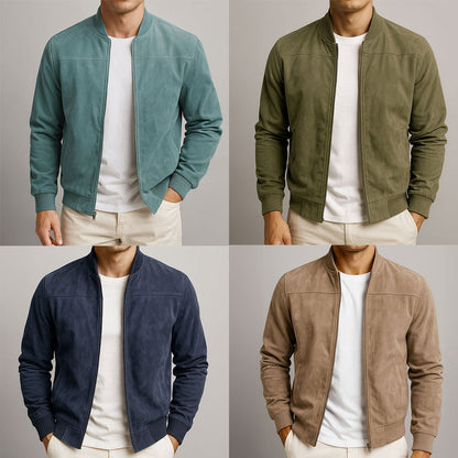 Veste en Daim Synthétique à Col Montant pour Homme