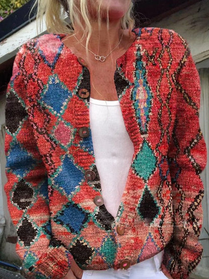 Gilet en Tricot à Motif Floral pour Femme
