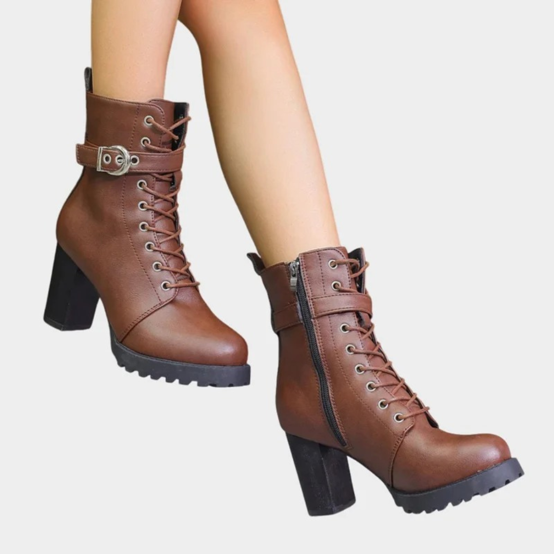 Bottines à Fermeture Éclair à Boucle pour Femme