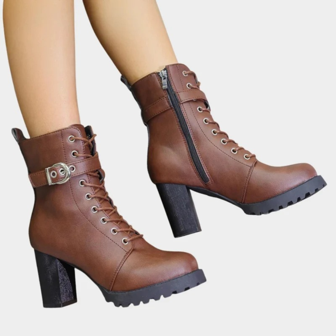 Bottines à Fermeture Éclair à Boucle pour Femme