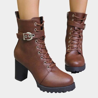 Bottines à Fermeture Éclair à Boucle pour Femme
