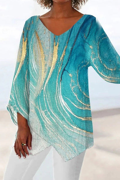 Blouse Fluide à Col V pour Femme
