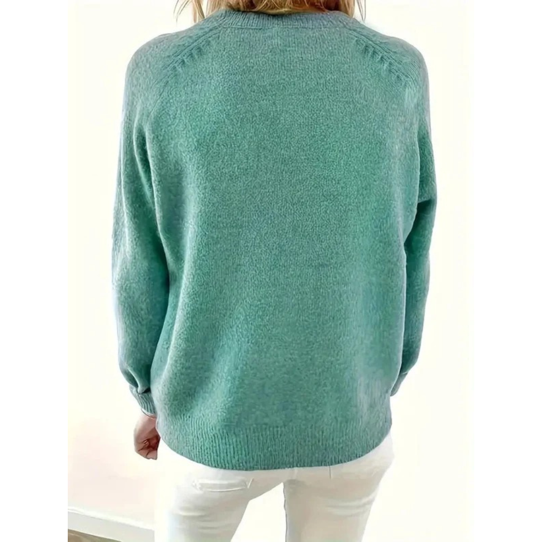 Pull en Maille à Col V Boutonné pour Femme