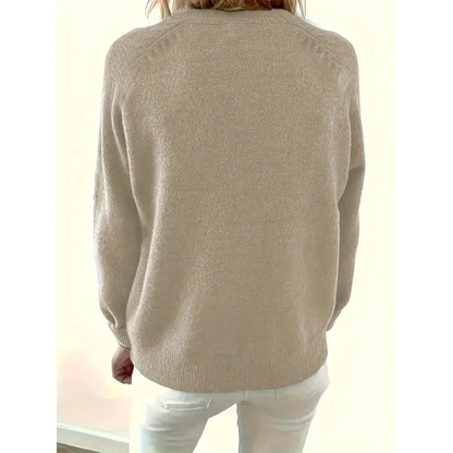 Pull en Maille à Col V Boutonné pour Femme