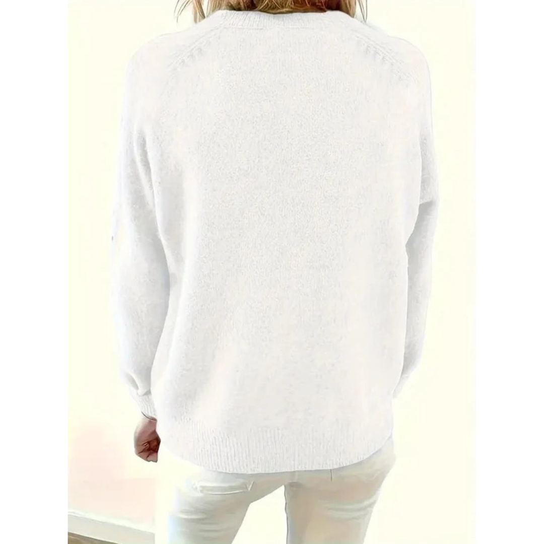 Pull en Maille à Col V Boutonné pour Femme