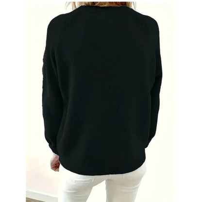 Pull en Maille à Col V Boutonné pour Femme
