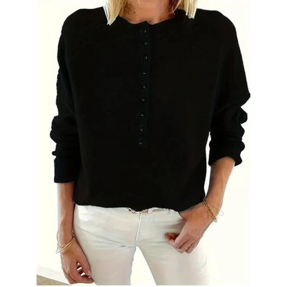 Pull en Maille à Col V Boutonné pour Femme