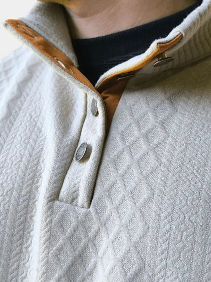 Pull Demi-Zip à Col Haut et Coudières pour Homme