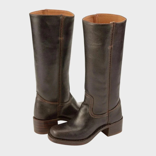 Bottes en Synthétique Effet Cuir Long pour Femme