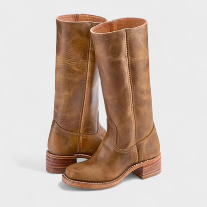 Bottes en Synthétique Effet Cuir Long pour Femme
