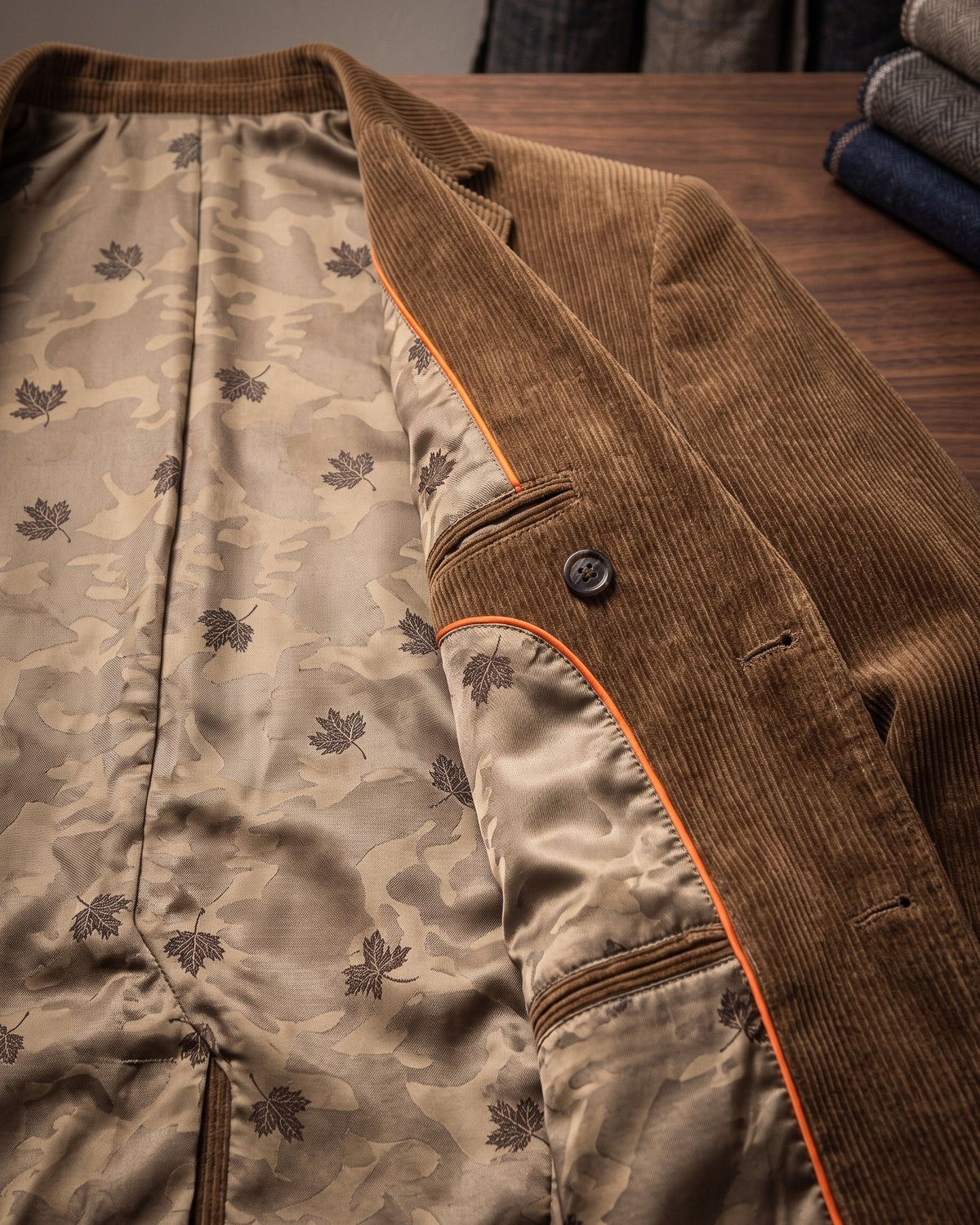 Blazer en Velours Côtelé à Col Cran pour Homme
