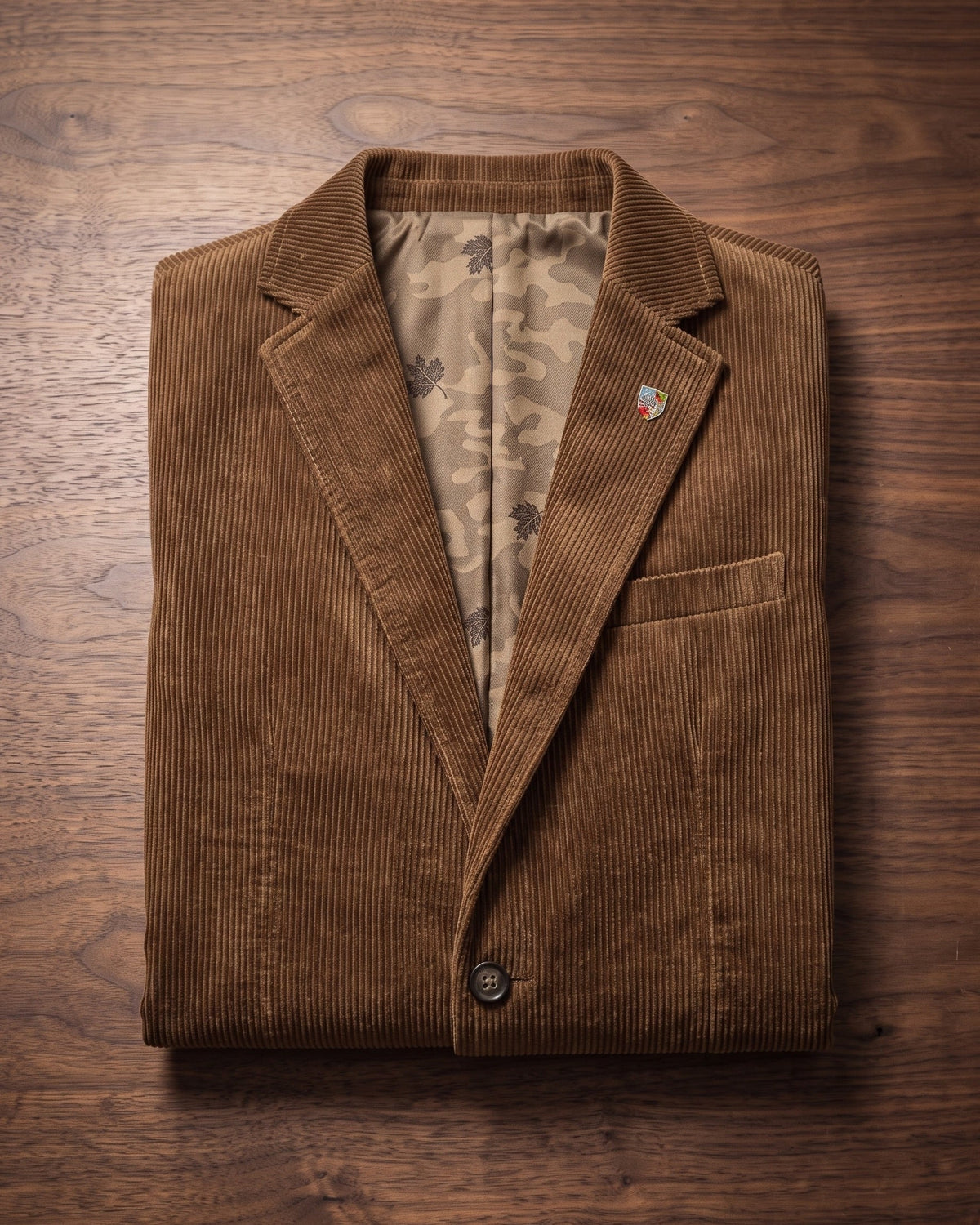 Blazer en Velours Côtelé à Col Cran pour Homme