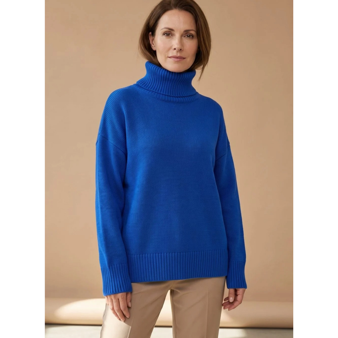 Pull à Col Roulé à Bords Côtelés pour Femme