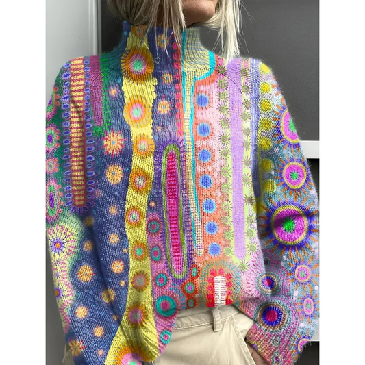 Pull à Col Roulé en Multicolore pour Femme