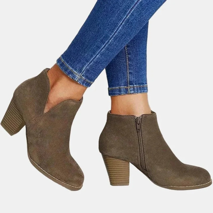Bottines en Daim Synthétique à Fermeture Éclair pour Femme