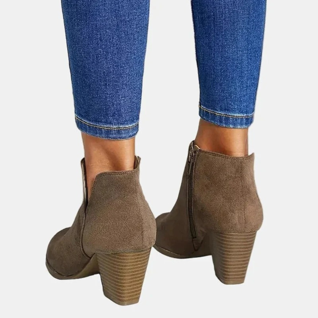 Bottines en Daim Synthétique à Fermeture Éclair pour Femme