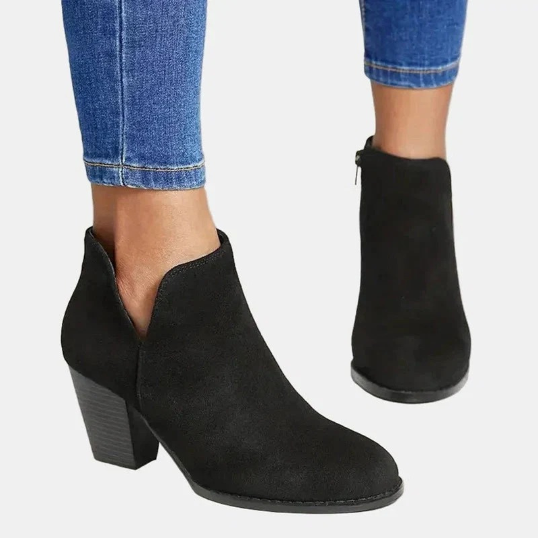 Bottines en Daim Synthétique à Fermeture Éclair pour Femme