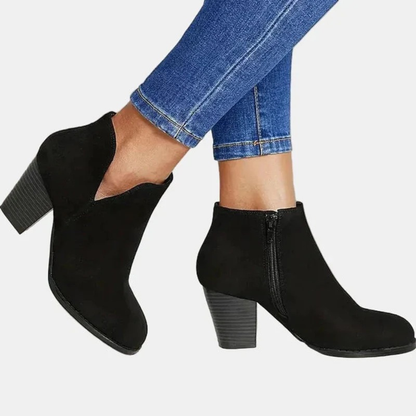Bottines en Daim Synthétique à Fermeture Éclair pour Femme