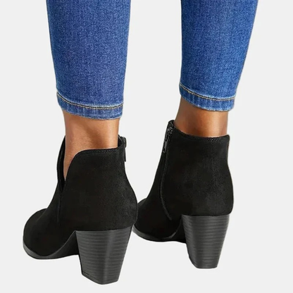 Bottines en Daim Synthétique à Fermeture Éclair pour Femme