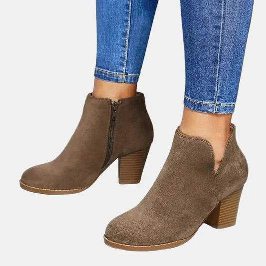 Bottines en Daim Synthétique à Fermeture Éclair pour Femme