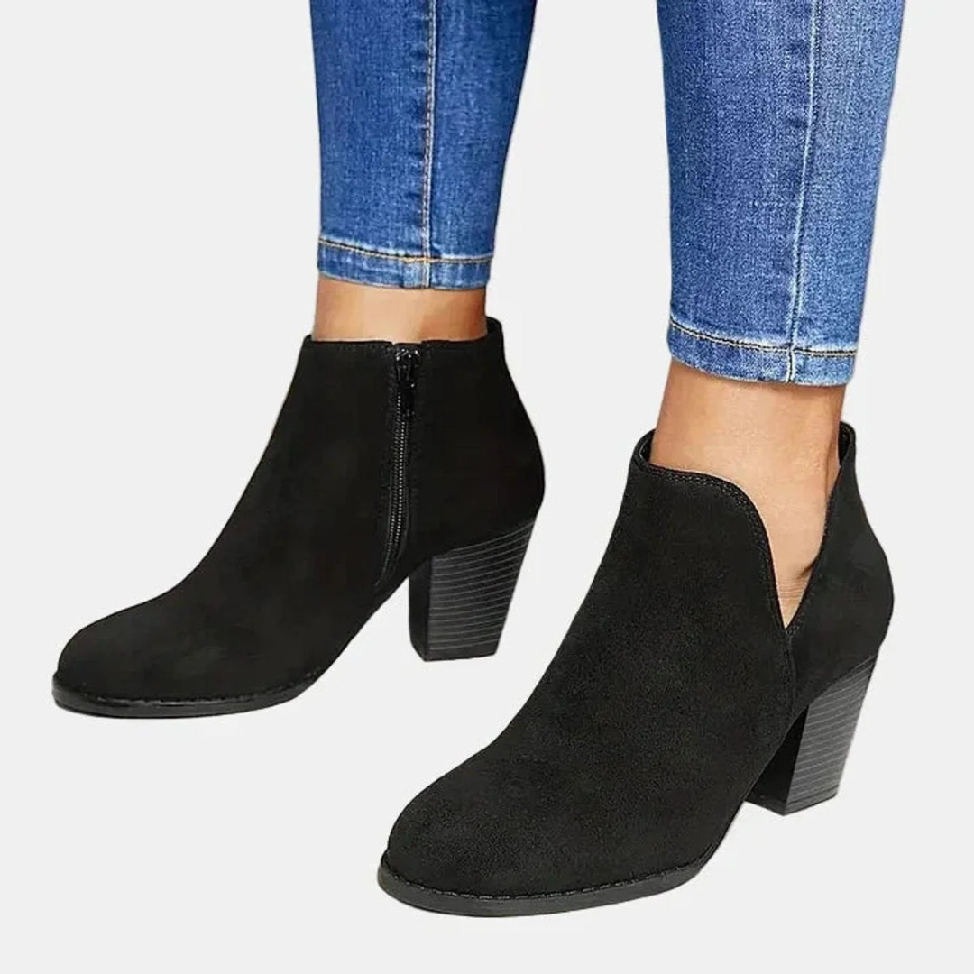 Bottines en Daim Synthétique à Fermeture Éclair pour Femme