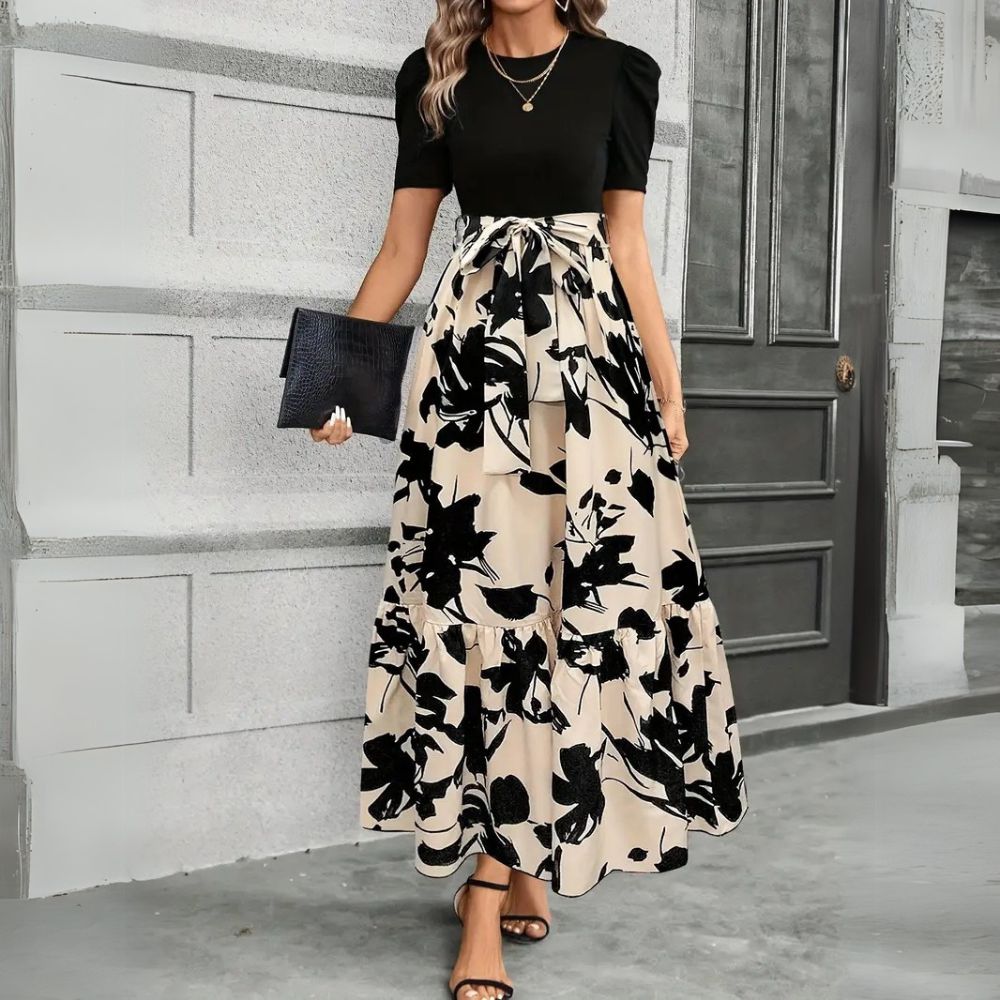 Robe Maxi Coupe A à Imprimé Botanique pour Femme