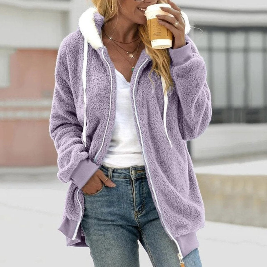 Veste d’Hiver à Capuche en Maille Teddy pour Femme