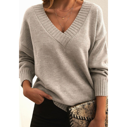 Pull en Maille à Col V Coupe Oversize pour Femme