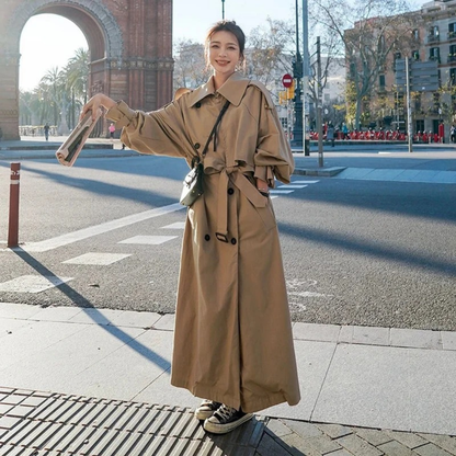 Trench-Coat à Ceinture Long pour Femme