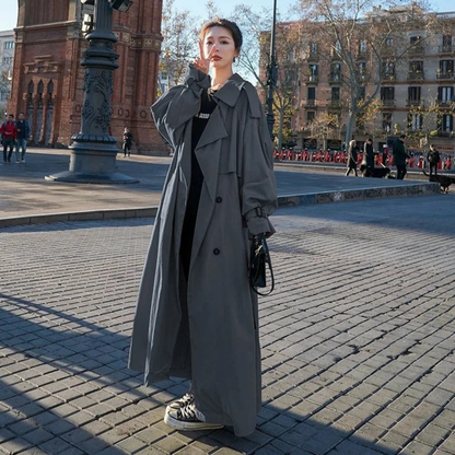Trench-Coat à Ceinture Long pour Femme