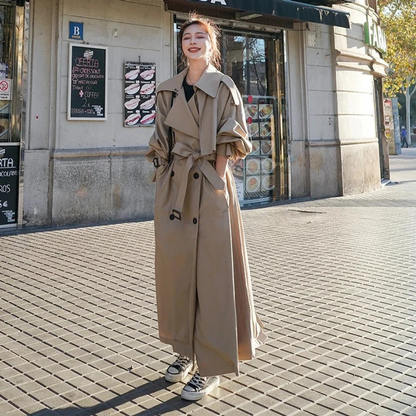 Trench-Coat à Ceinture Long pour Femme