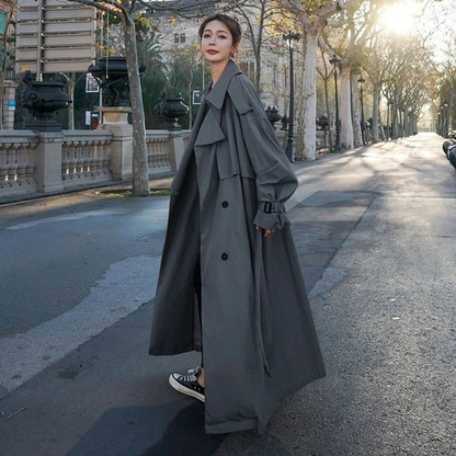 Trench-Coat à Ceinture Long pour Femme
