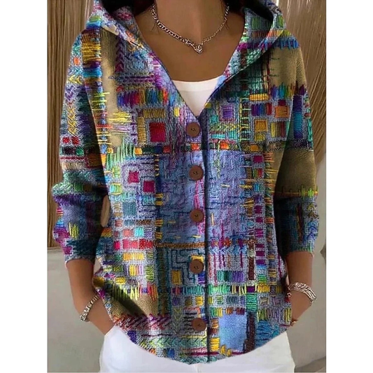 Cardigan à Capuche à Motif Floral pour Femme