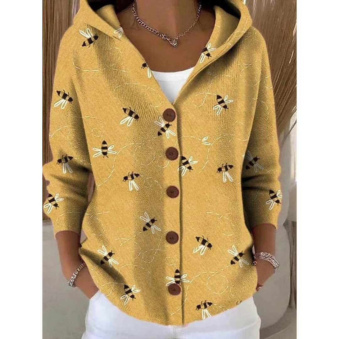 Cardigan à Capuche à Motif Floral pour Femme