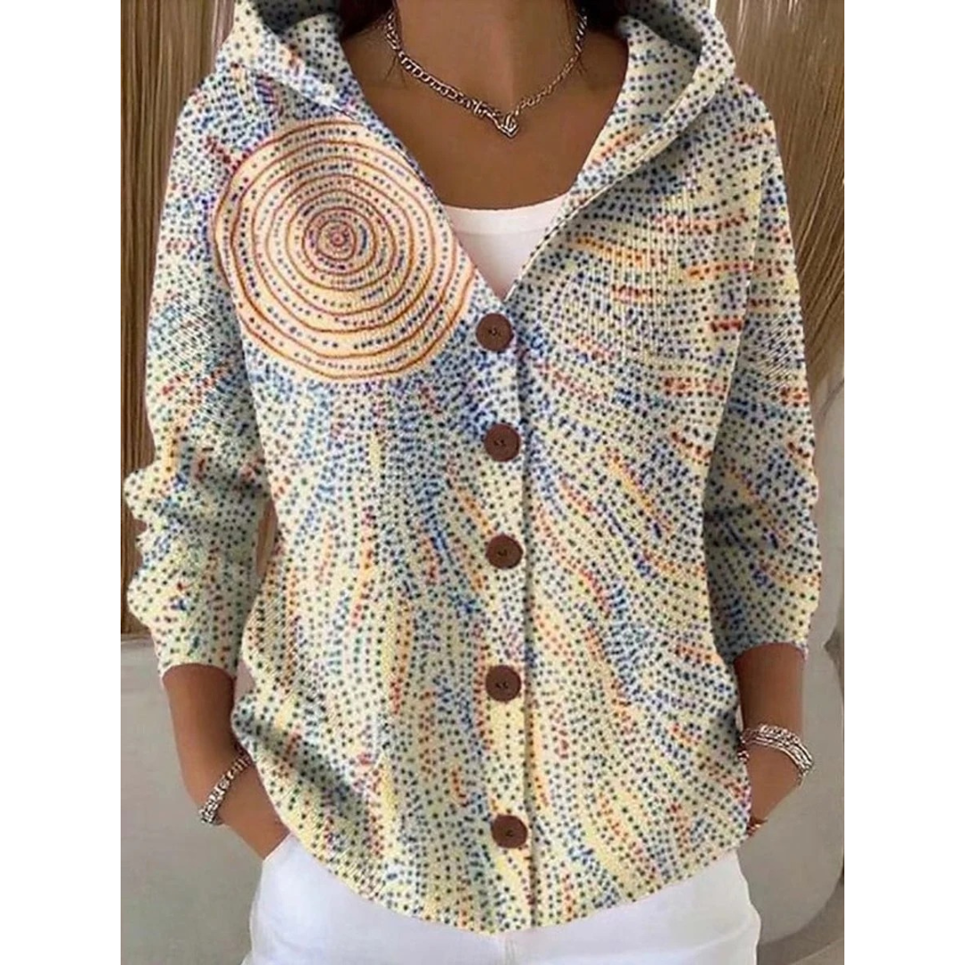 Cardigan à Capuche à Motif Floral pour Femme
